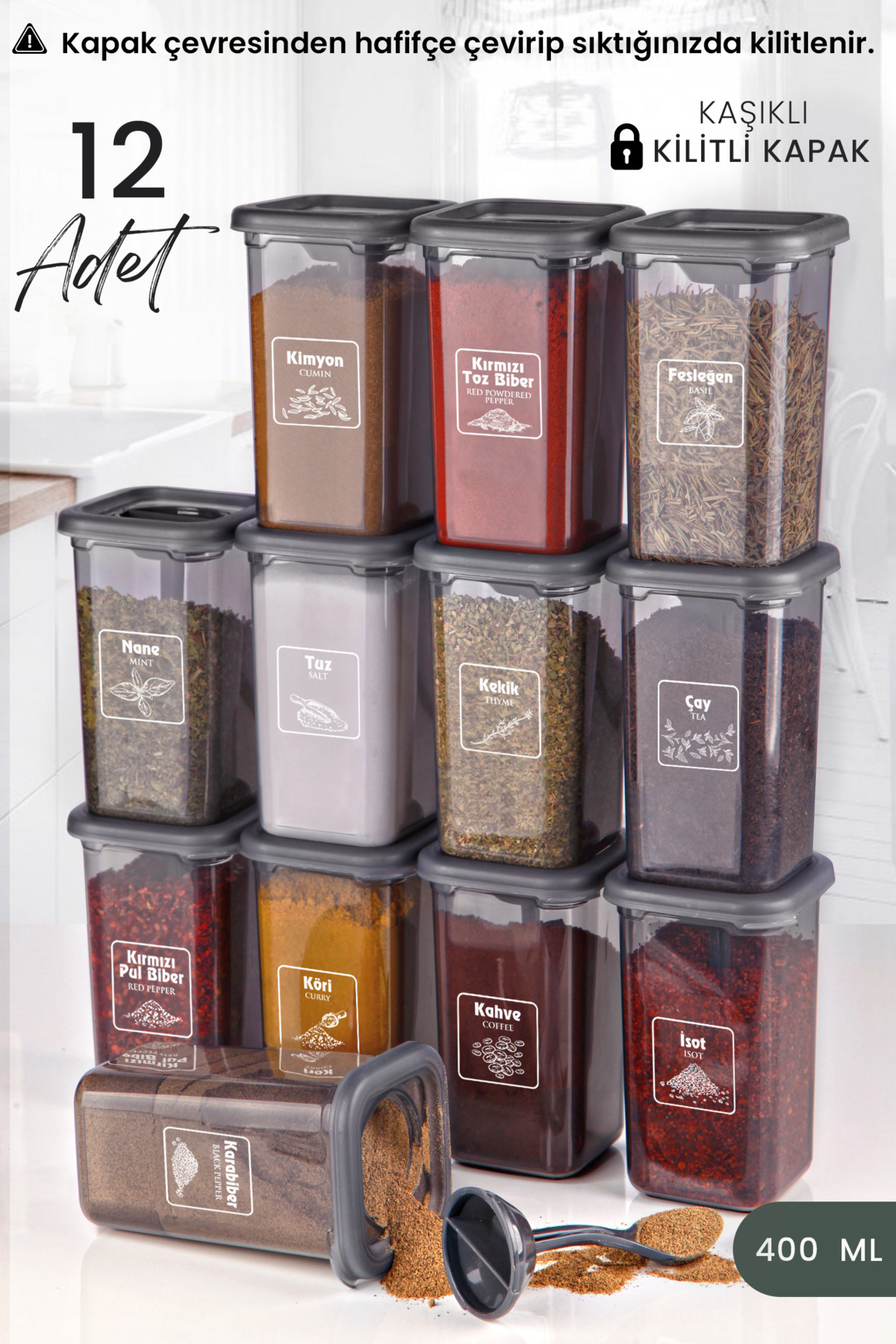 ست ۱۲ تکه ظروف نگهدارنده قاشق دار Kitchen Life کد MCH009743