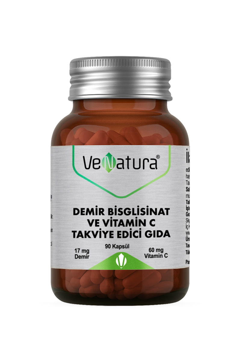 قرص ویتامین سی و بیس گلیسینات آهن Venatura بسته ۹۰ عددی