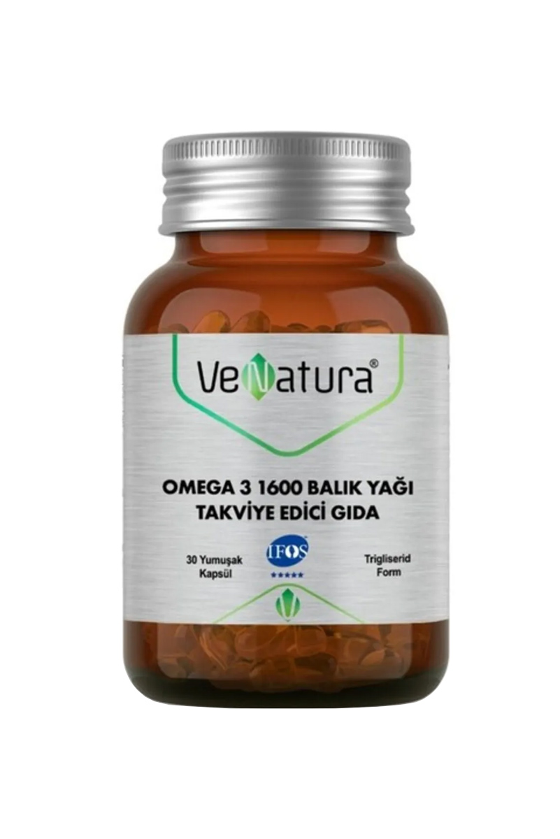 کپسول ژلاتین امگا 3 1600mg روغن ماهی Venatura بسته ۳۰ عددی