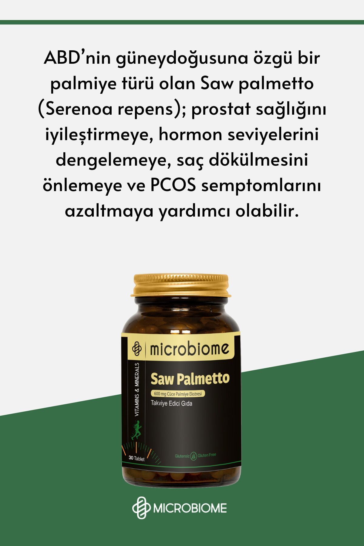 قرص Saw Palmetto برند Microbiome - بسته ۳۰ عددی