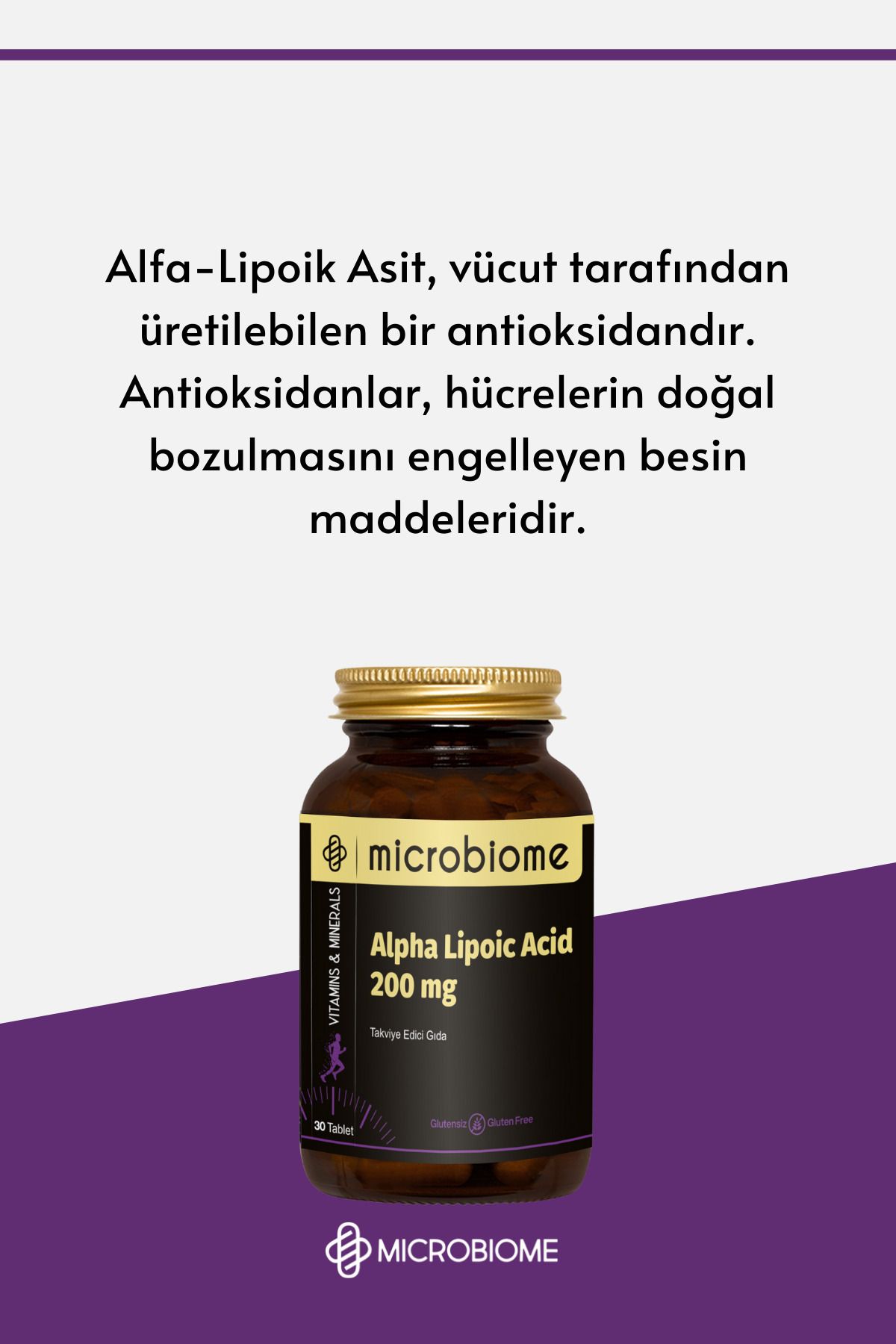 قرص آلفا لیپوئیک اسید ۲۰۰ میلی گرم Microbiome - بسته ۳۰ عددی - Image 3