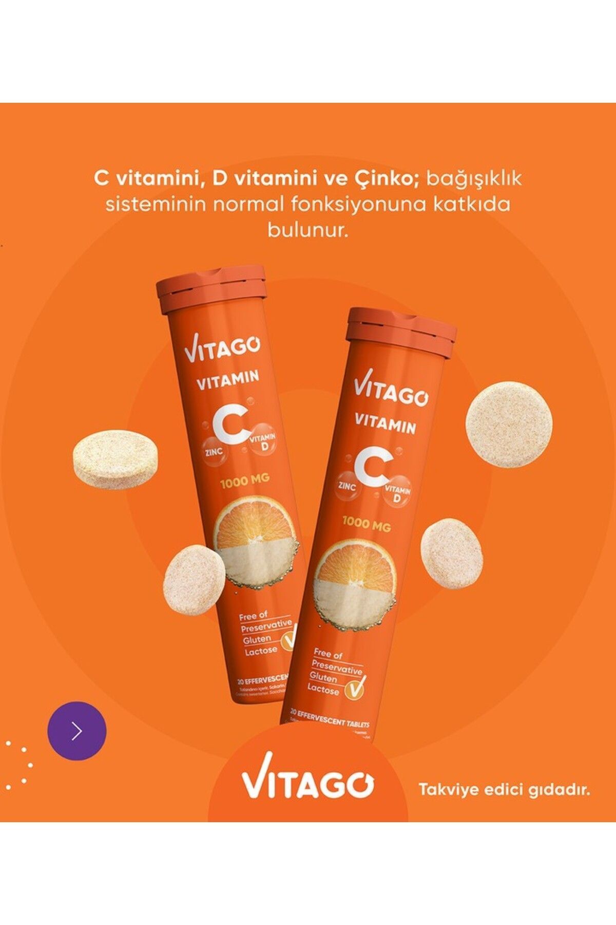 قرص جوشان ویتامین C و D برند Vitago - بسته دو عددی