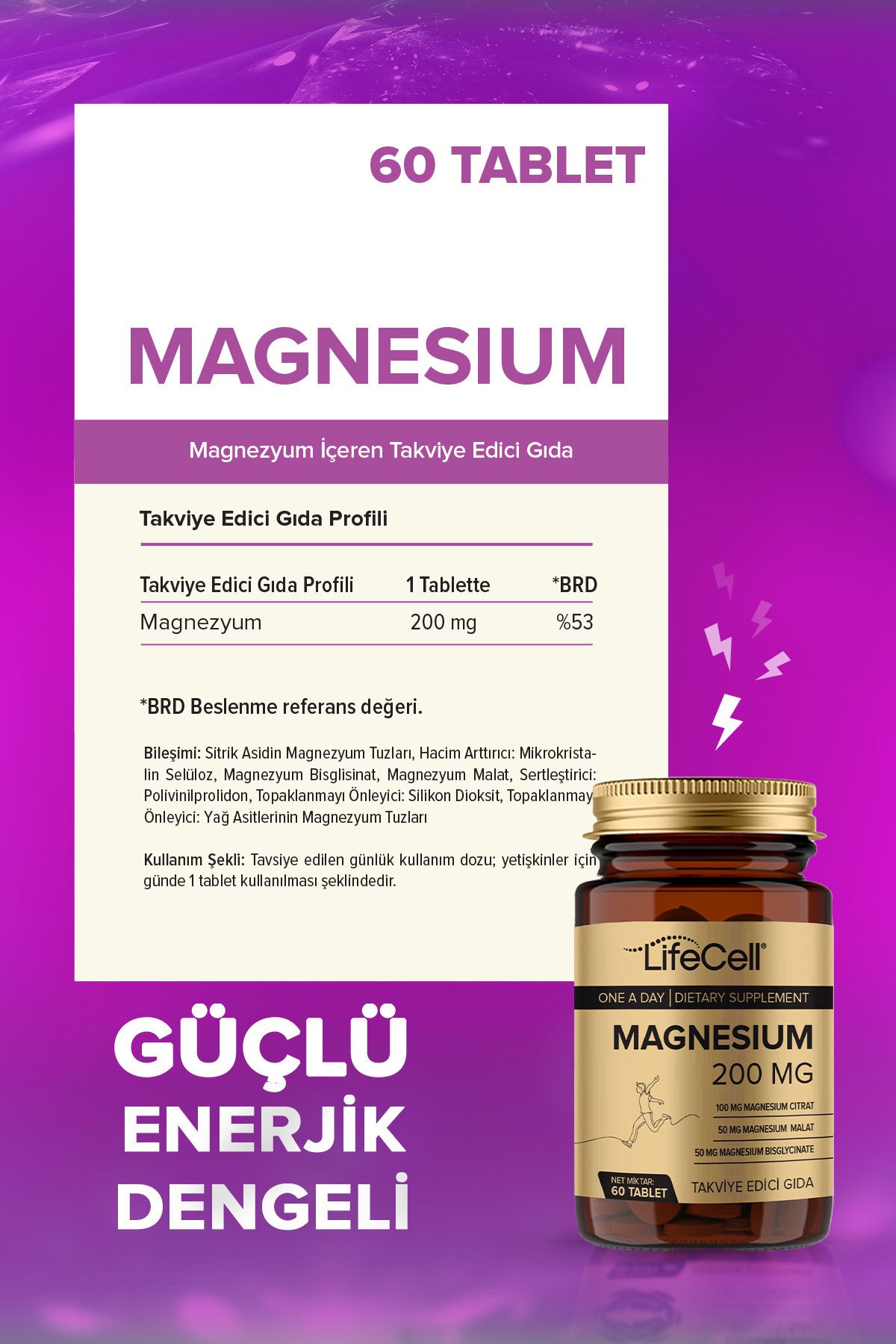 منیزیم سیترات،مالات،بی گلیسینات ۲۰۰ میلی گرم Lifecell - بسته ۶۰ عددی - Image 3