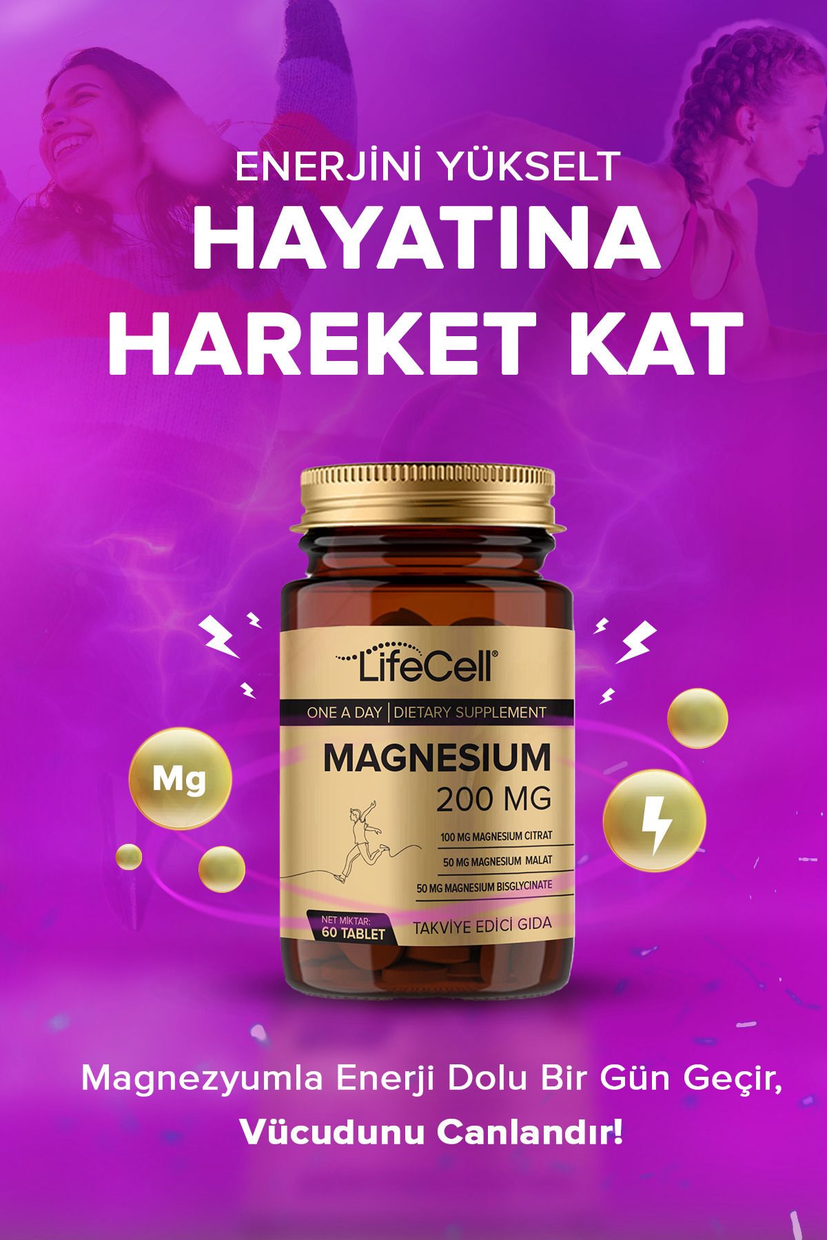 منیزیم سیترات،مالات،بی گلیسینات ۲۰۰ میلی گرم Lifecell - بسته ۶۰ عددی - Image 4