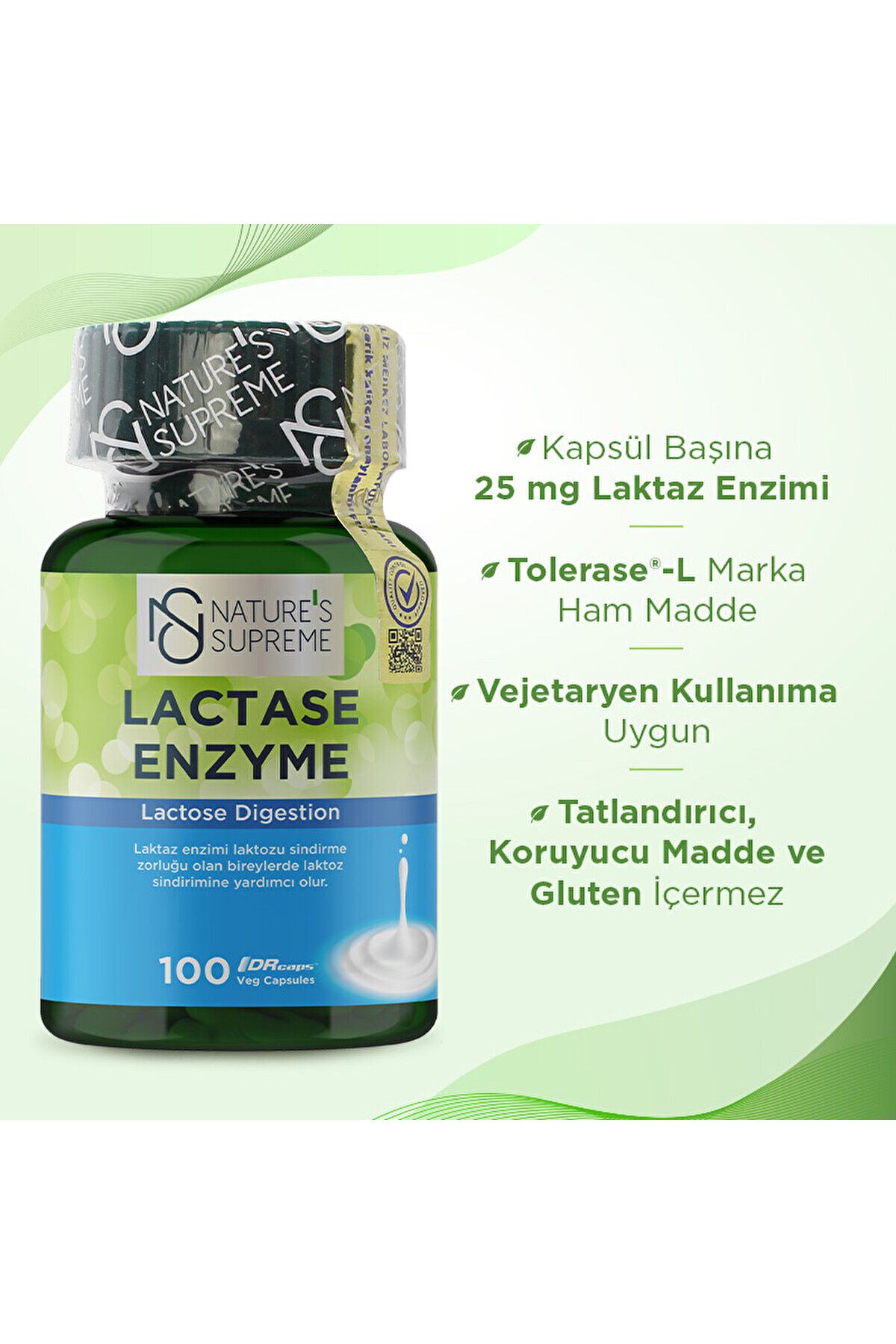 آنزیم لاکتاز Natures Supreme - بسته ۱۰۰ عددی