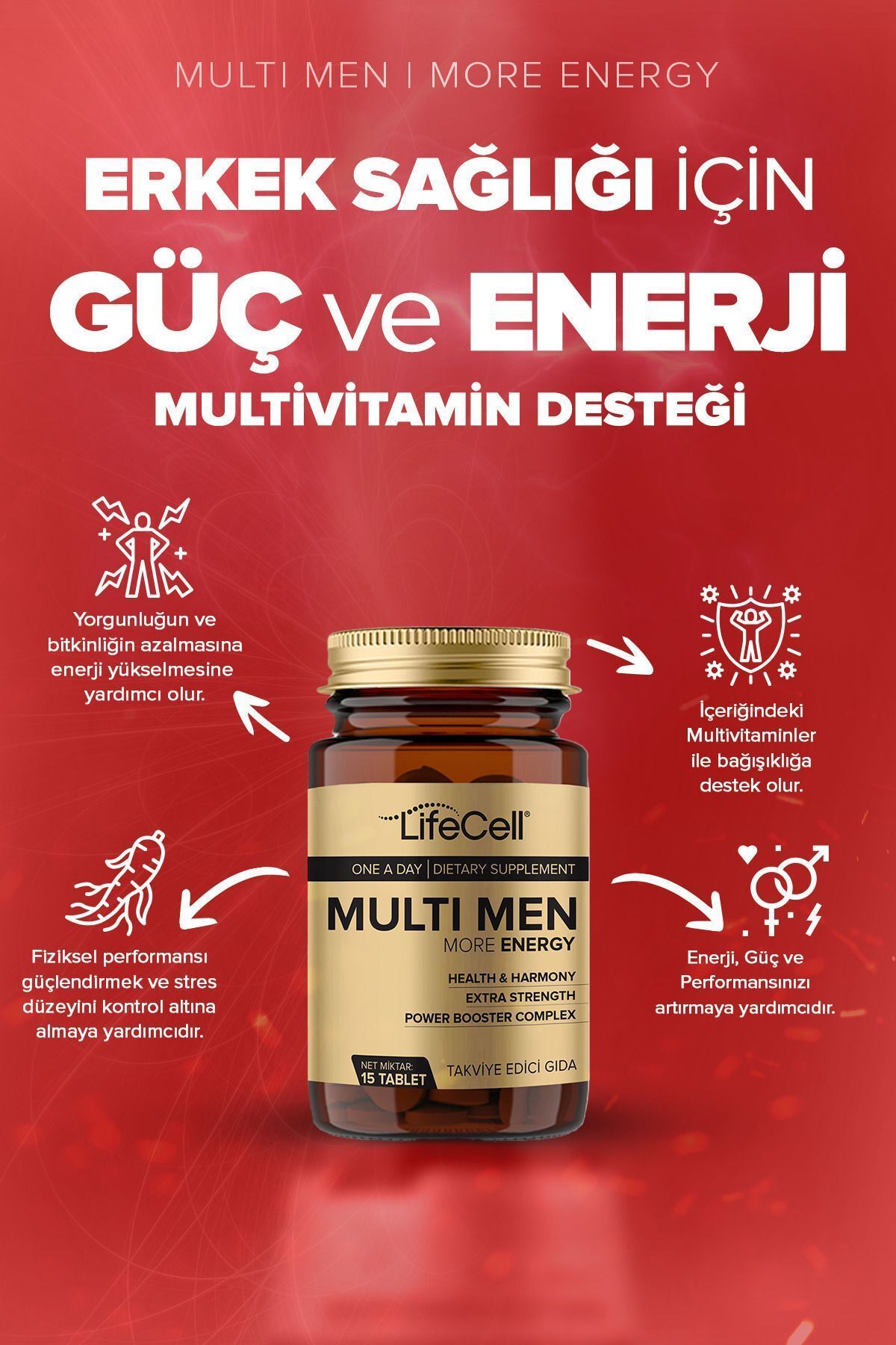 قرص مولتی ویتامین مردانه Lifecell - بسته ۱۵ عددی