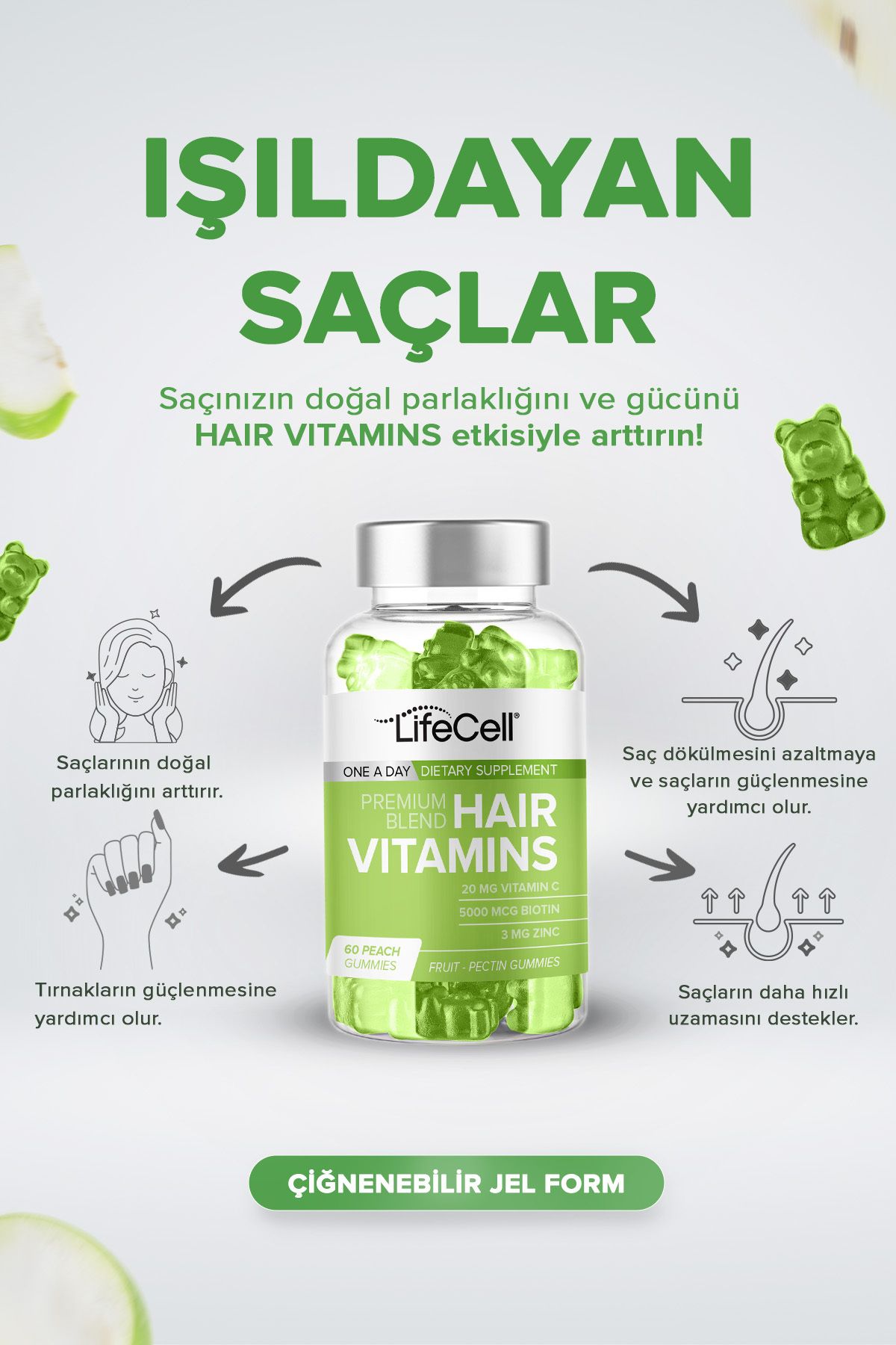 پاستیل تقویت کننده ریشه مو Lifecell - بسته ۶۰ عددی - Image 2