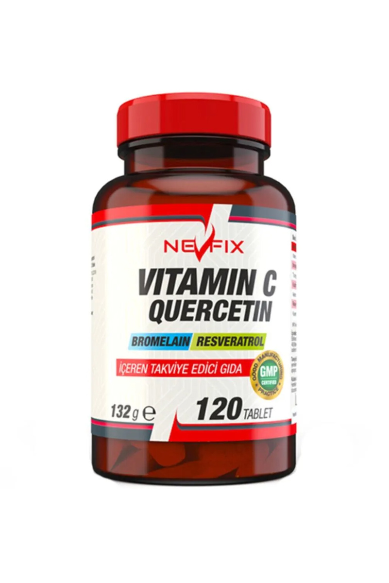 قرص ویتامین C،کوئراستین و بروملین Nevfix - بسته 120عددی