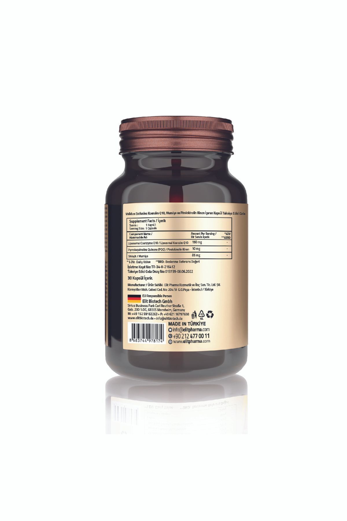 کپسول لیپوزومال Coenzyme Q10+Pqq+Shilajit برند Validus - بسته ۳۰ عددی - Image 3
