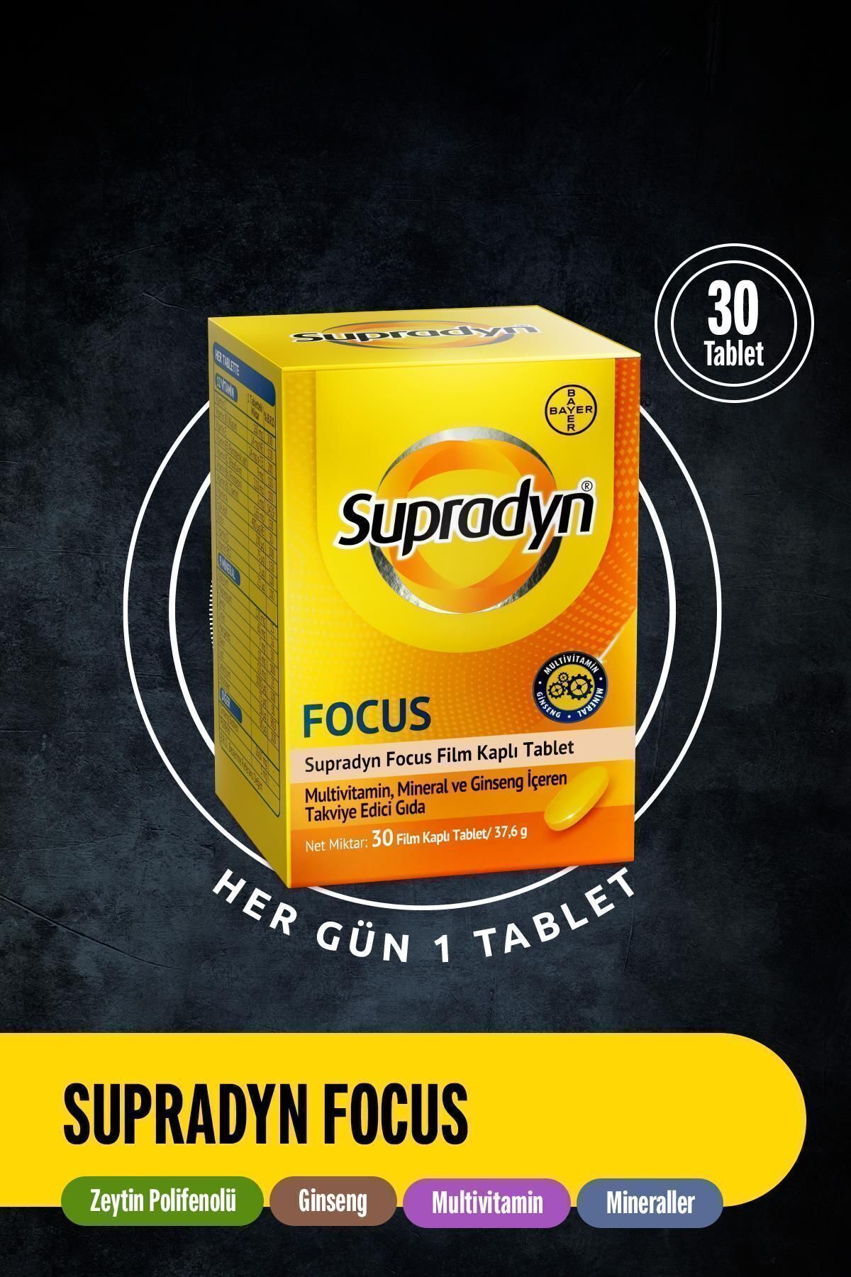 قرص مولتی ویتامین مینرال حاوی جینسینگ Supradyn - بسته 30 عددی