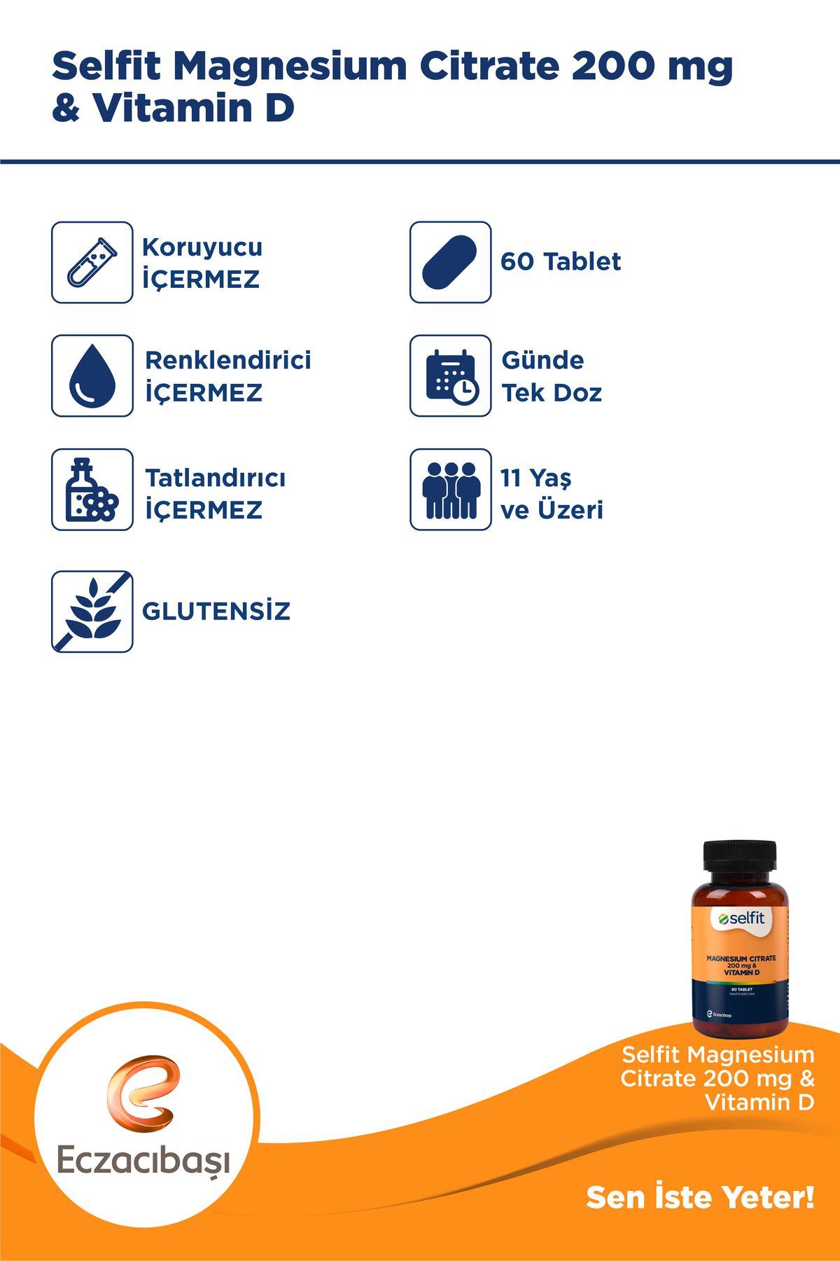 قرص منیزیم سیترات و ویتامین D برند Selfit - بسته ۶۰ عددی - Image 3