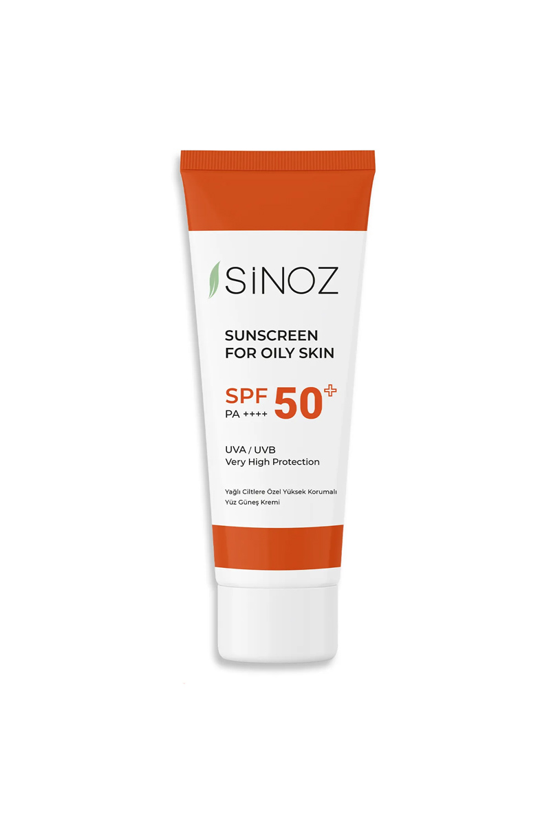 کرم ضد آفتاب بی رنگ SPF +50 برند Sinoz مناسب پوست چرب مختلط