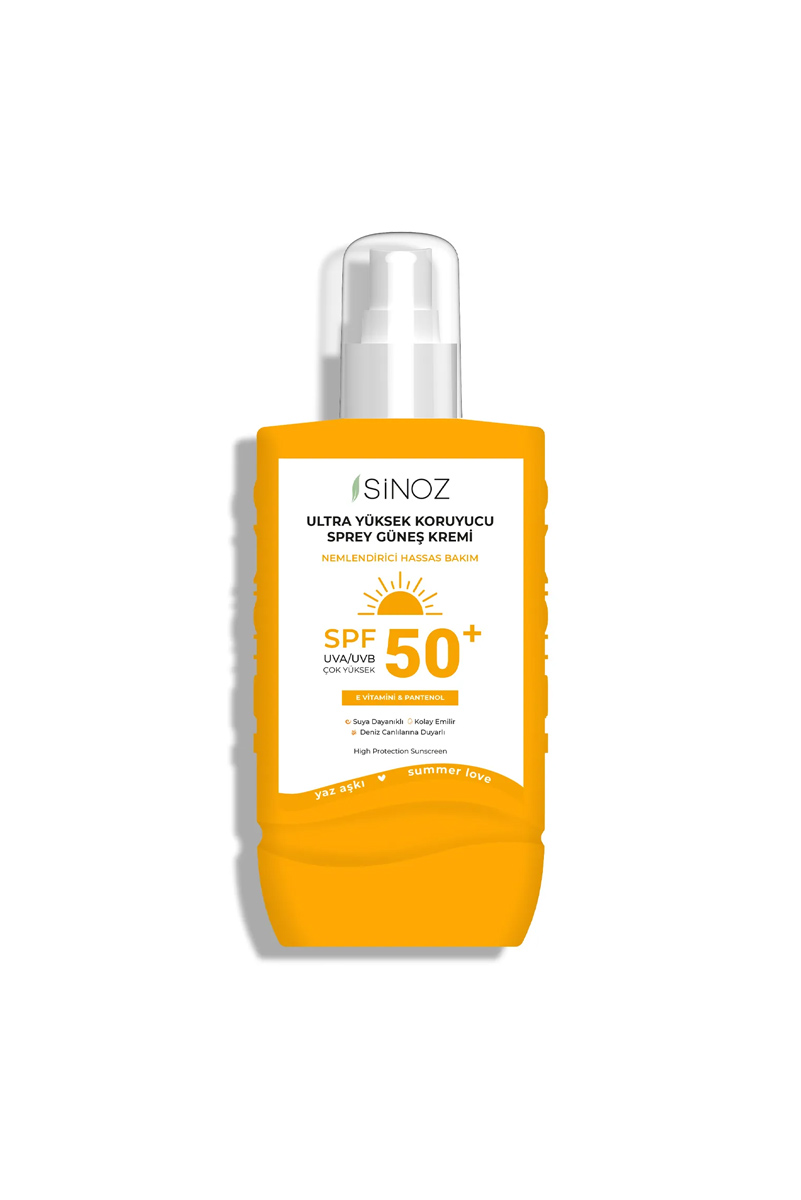 اسپری ضد آفتاب بدن SPF +50 برند Sinoz - حجم 200 ml