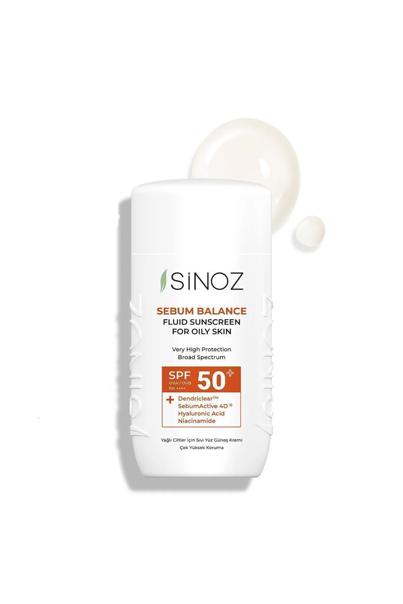 کرم ضد آفتاب مایع هیبریدی SPF50+ پوست چرب Sinoz - حجم 50 ml