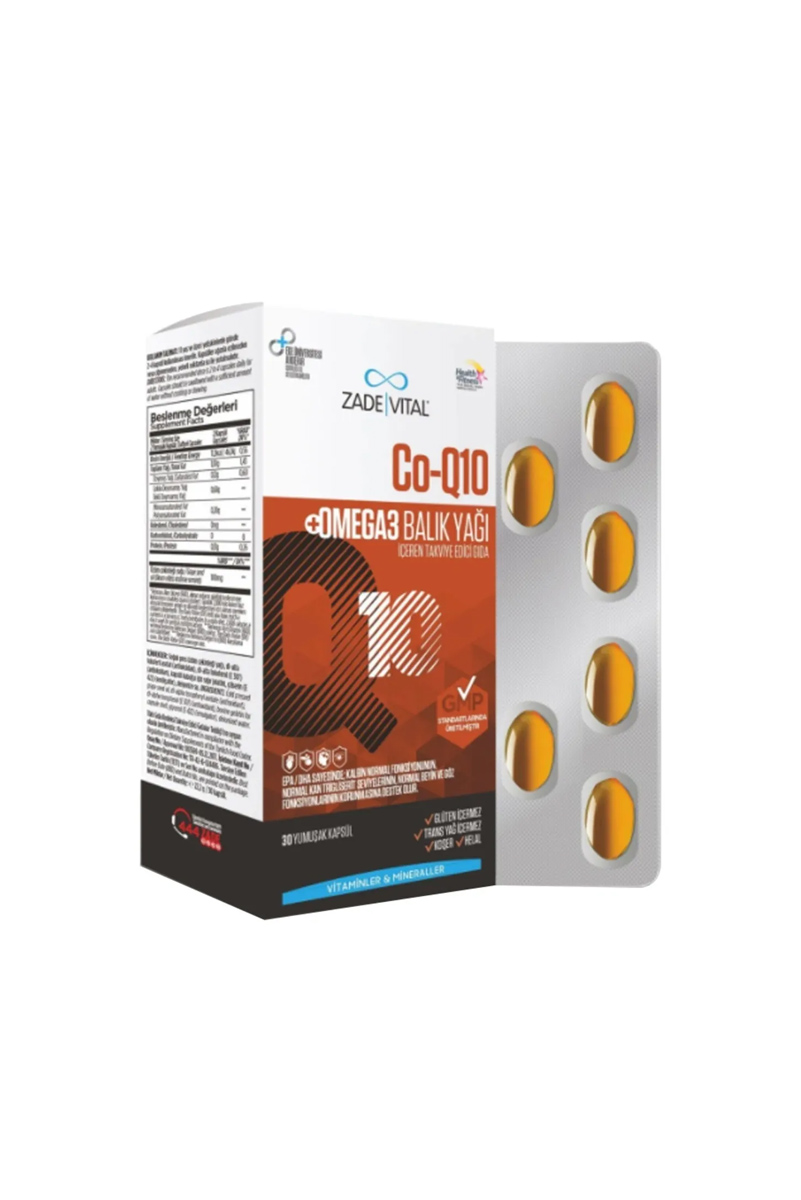 مکمل غذایی کو آنزیم Q10 برند Zade Vital - بسته 30 عددی