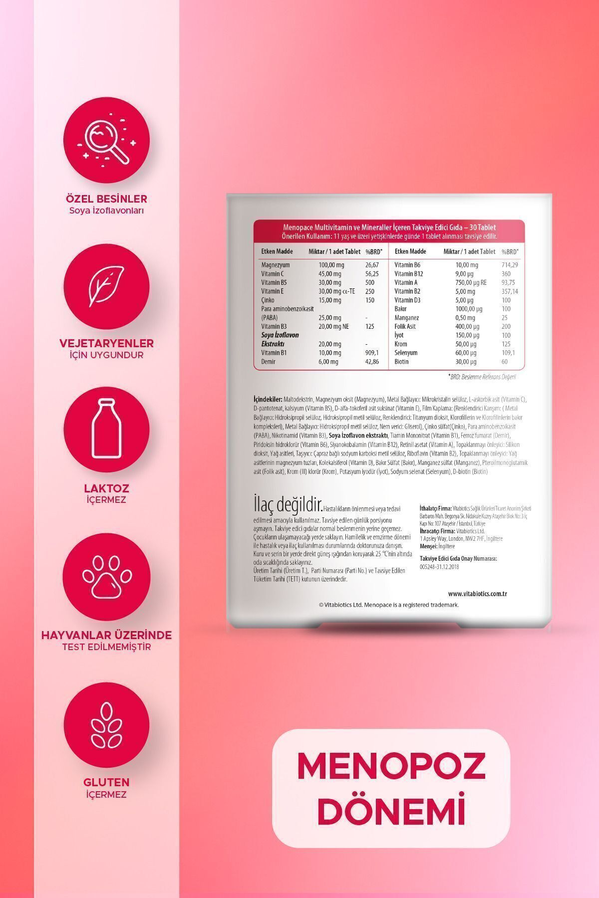 قرص منوپیس Vitabiotics بانوان - بسته 30 عددی