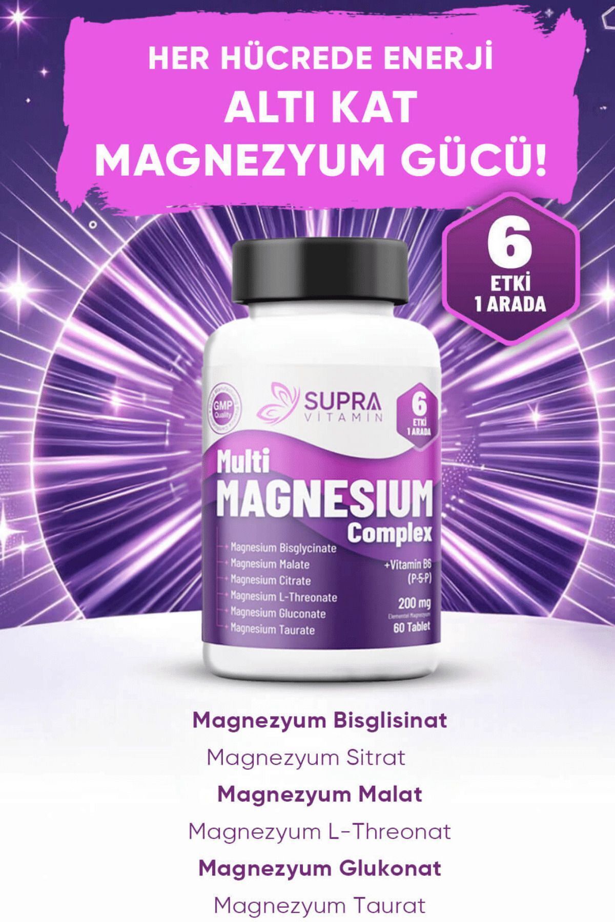 قرص مولتی منیزیم کمپلکس Supra Vitamin - بسته 60 عددی