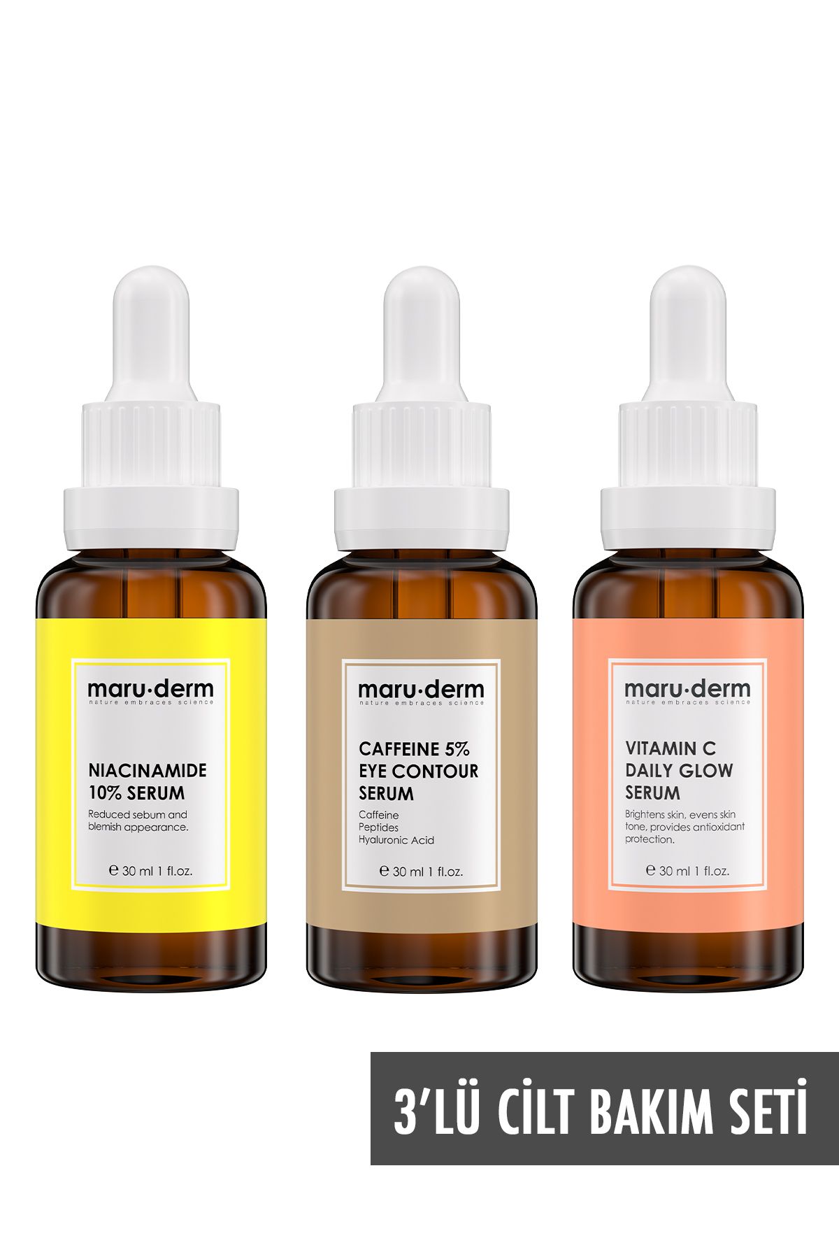 ست سرم کافئین،نیاسینامید و ویتامین C مارودرم حجم 30 ml
