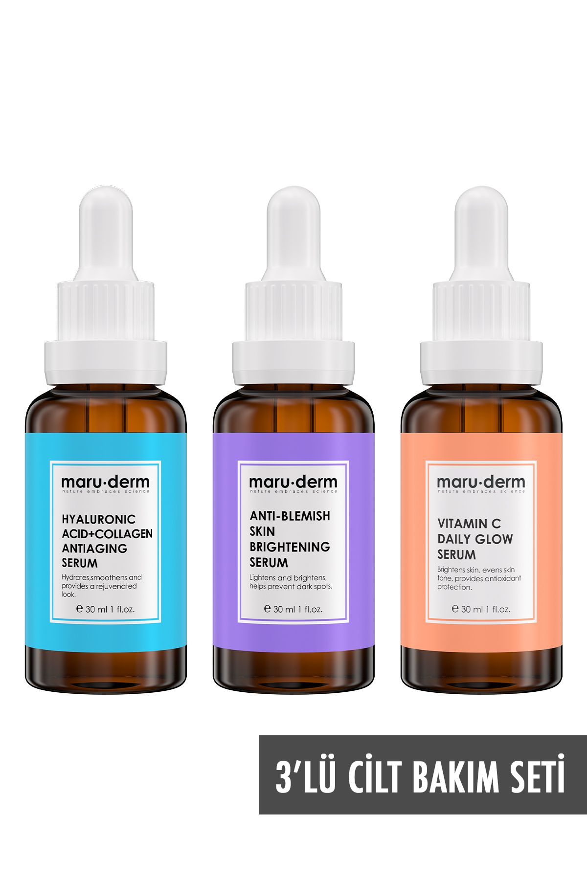 ست سرم ضد لک،هیالورونیک اسید و ویتامین C مارودرم حجم 30 ml