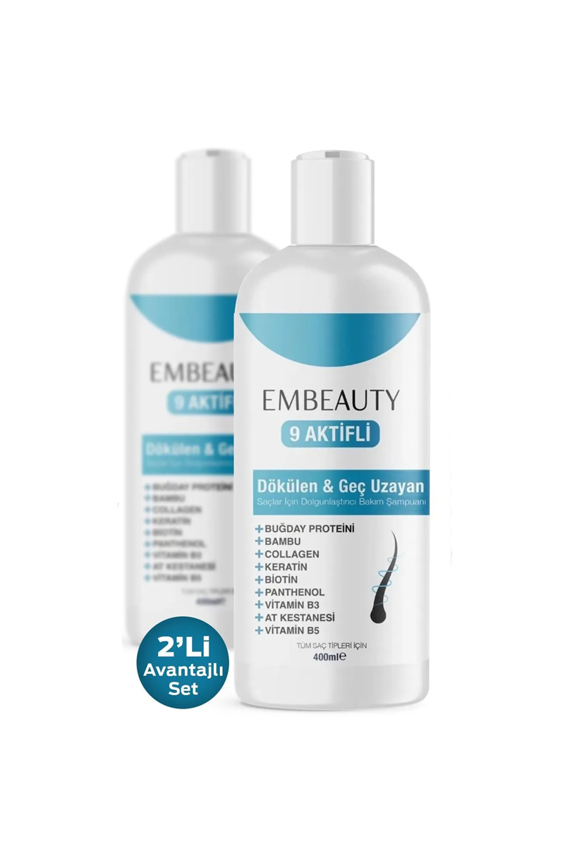 شامپو ضد ریزش مو حاوی کلاژن و کراتینه Embeauty - مجموعه 2 عددی