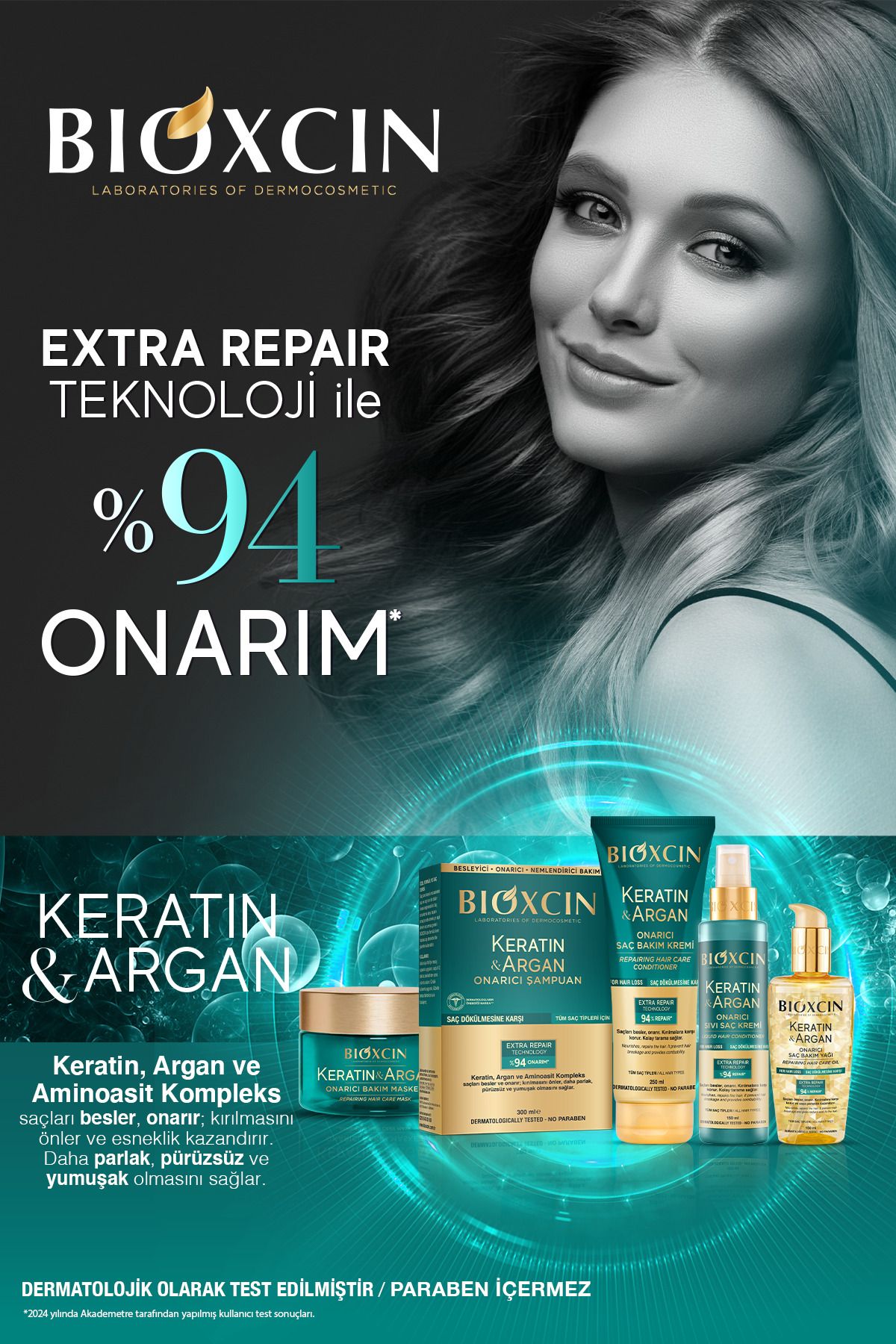 ماسک ترمیم کننده مو حاوی کراتین و آرگان Bioxcin حجم 225 ml
