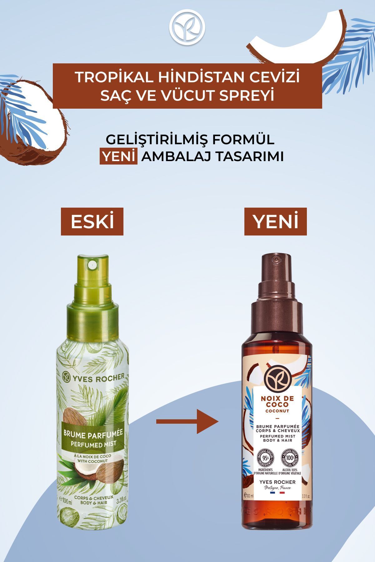 اسپری مو و بدن نارگیل ایوروشه حجم 100 ml