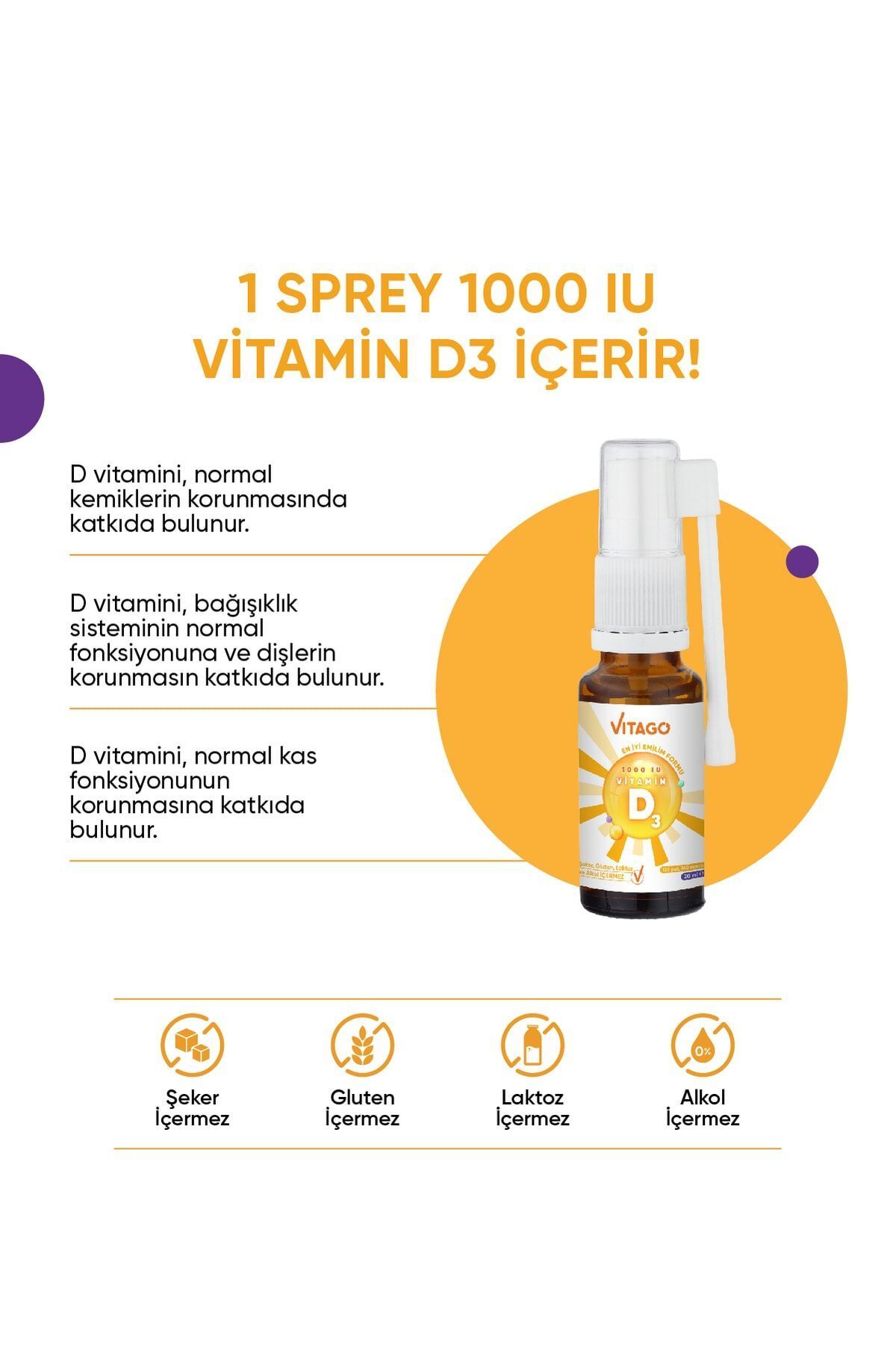 اسپری ویتامین D مقدار 1000 Iu برند Vitago- حجم 20 ml