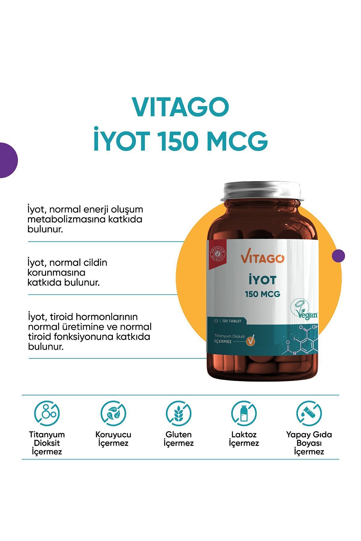 قرص حاوی ید Vitago - بسته 120 عددی
