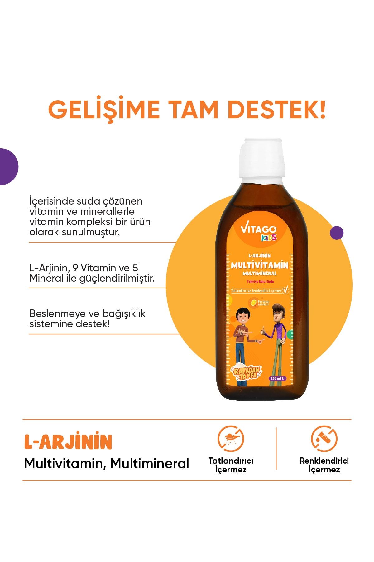 شربت مولتی ویتامین ال آرژنین کودکان Vitago - حجم 150 ml