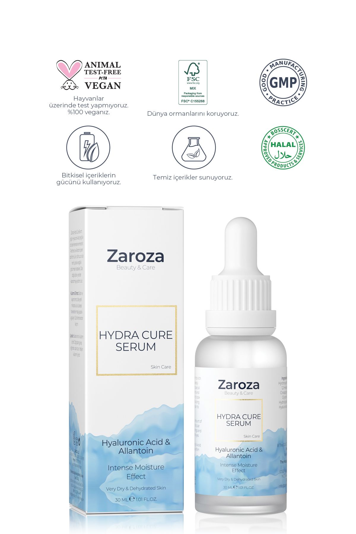 سرم مرطوب کننده هیالورونیک و آلانتوئین ZAROZA حجم 30 ml