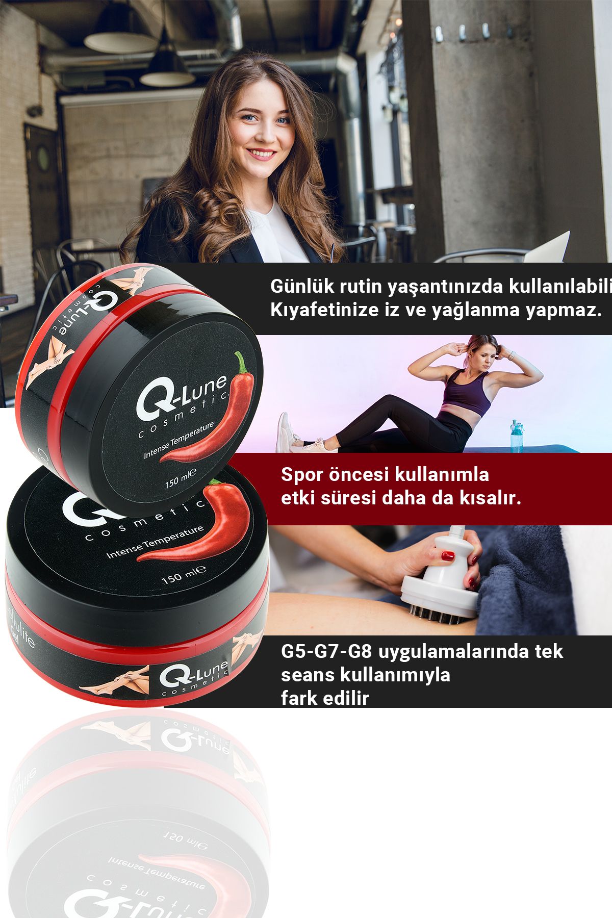 ژل از بین برنده سلولیت Q Lune حجم 150 ml