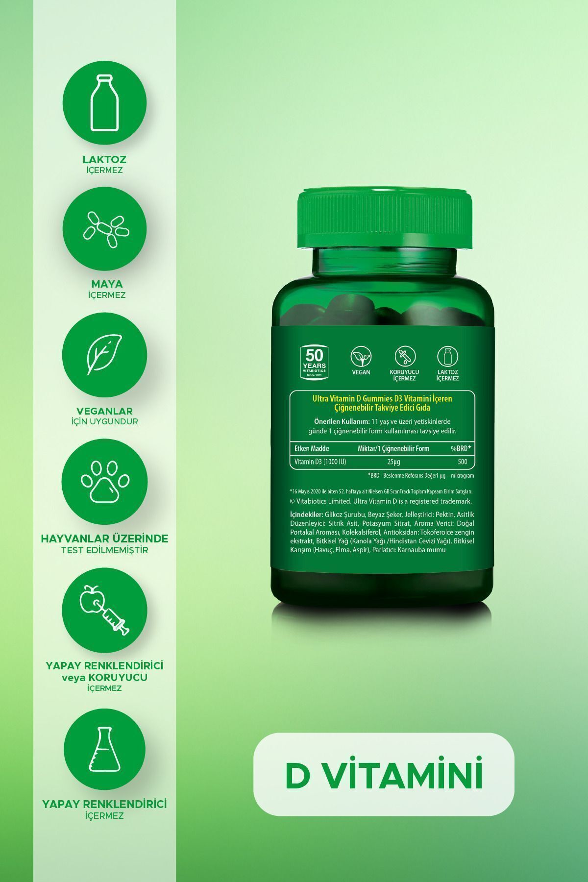 پاستیل جویدنی ویتامین D3 برند Vitabiotics – بسته 50 عددی