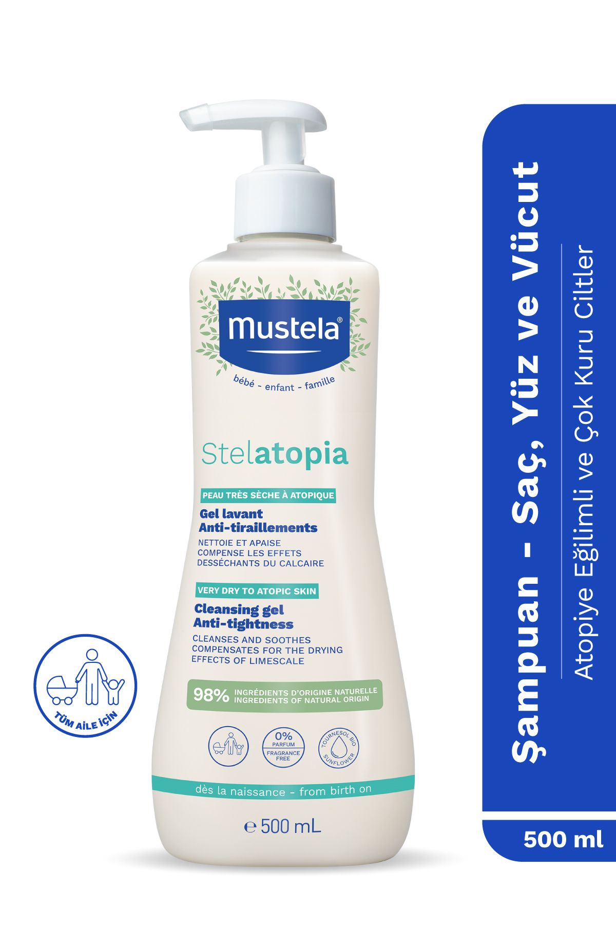 شامپو مرطوب کننده پوست بسیار خشک Mustela حجم 500 ml