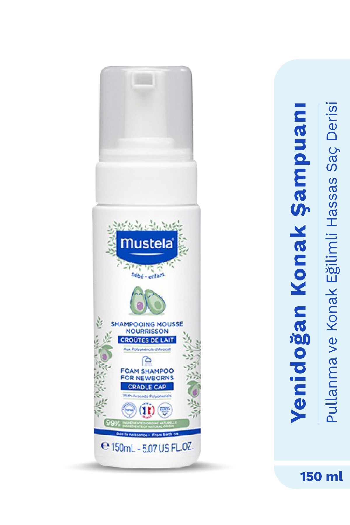 شامپو فومی پیشگیری از کنک و سوزش چشم نوزادان Mustela حجم 150 ml