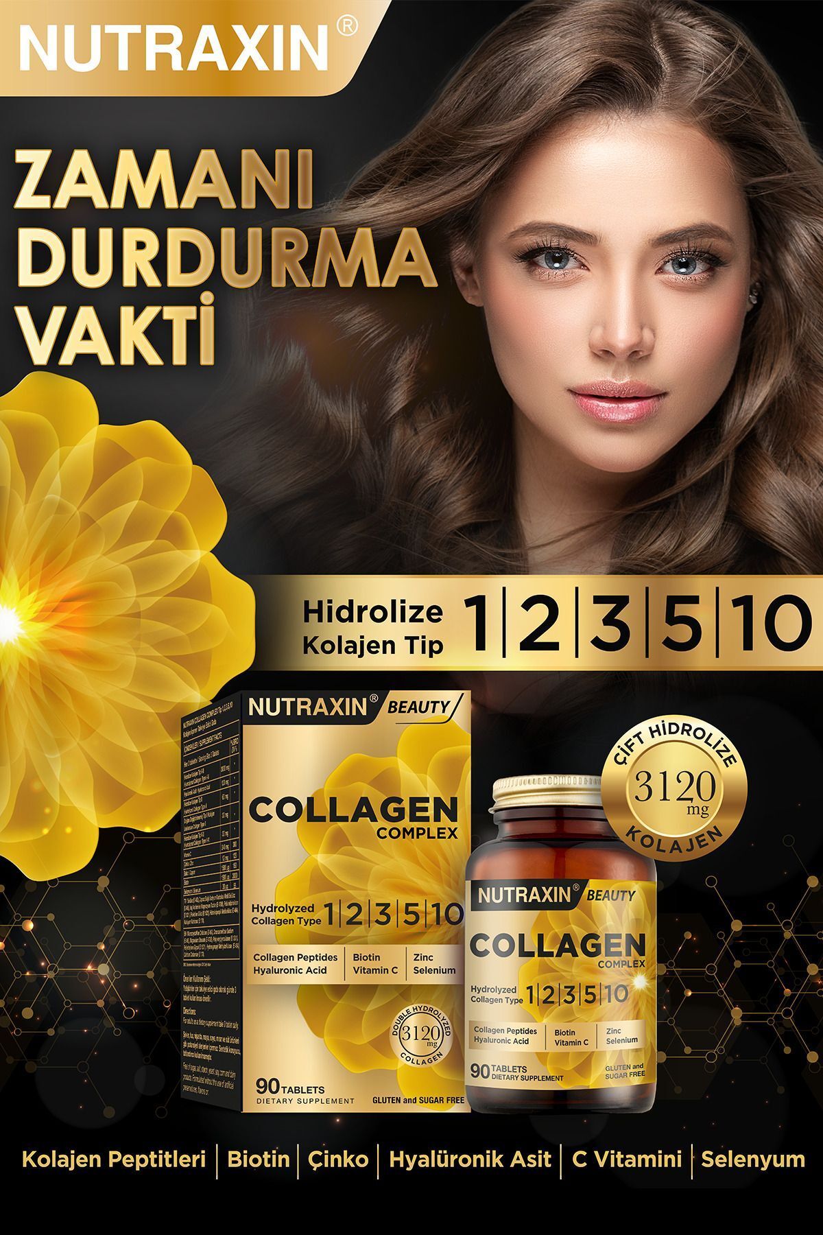 مکمل کلاژن هیدرولیزه Nutraxin - بسته 90 عددی