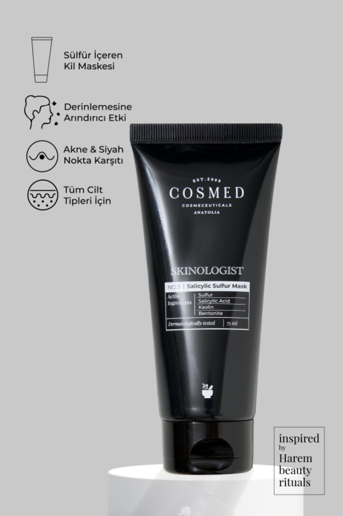 ماسک سالیسیلیک ٬ گوگرد و خاک رس ضد سر سیاه COSMED حجم 75 ml