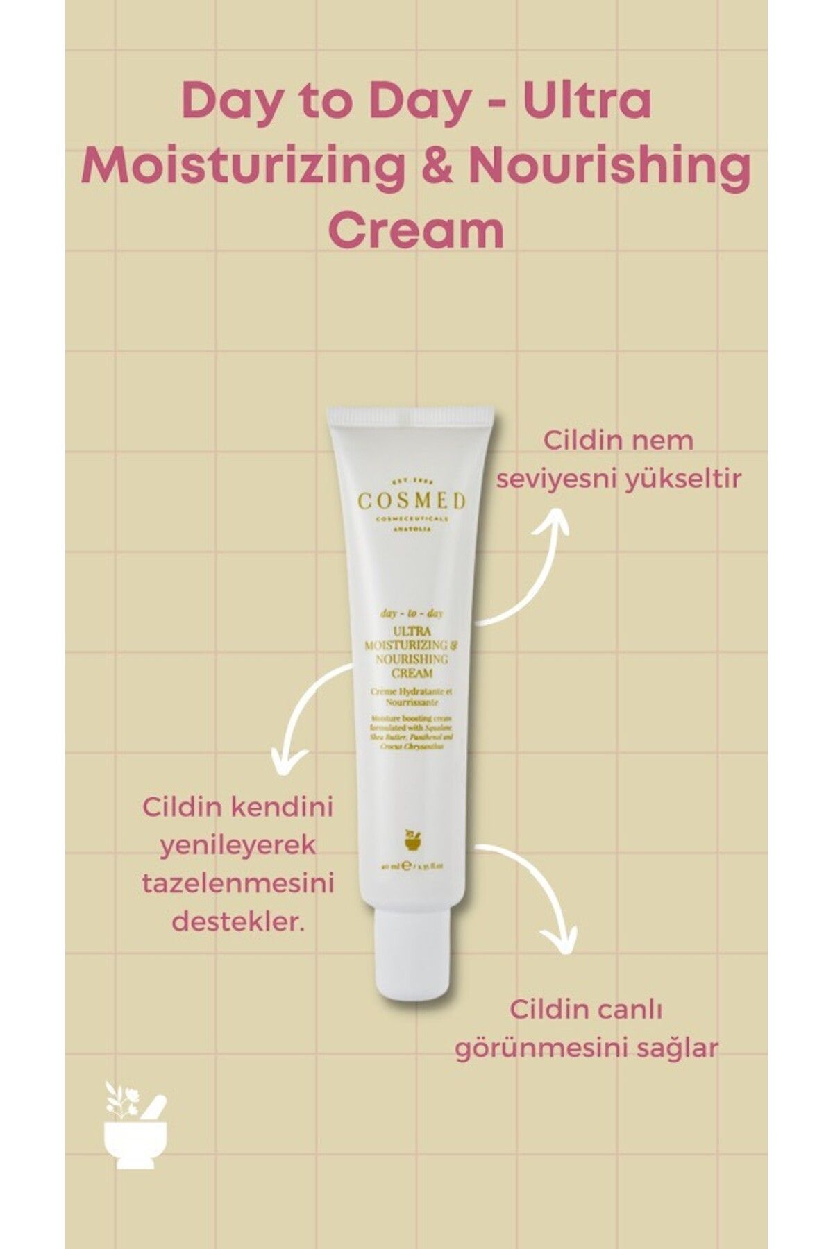 کرم روز مرطوب کننده و تغذیه کننده COSMED حجم 40 ml