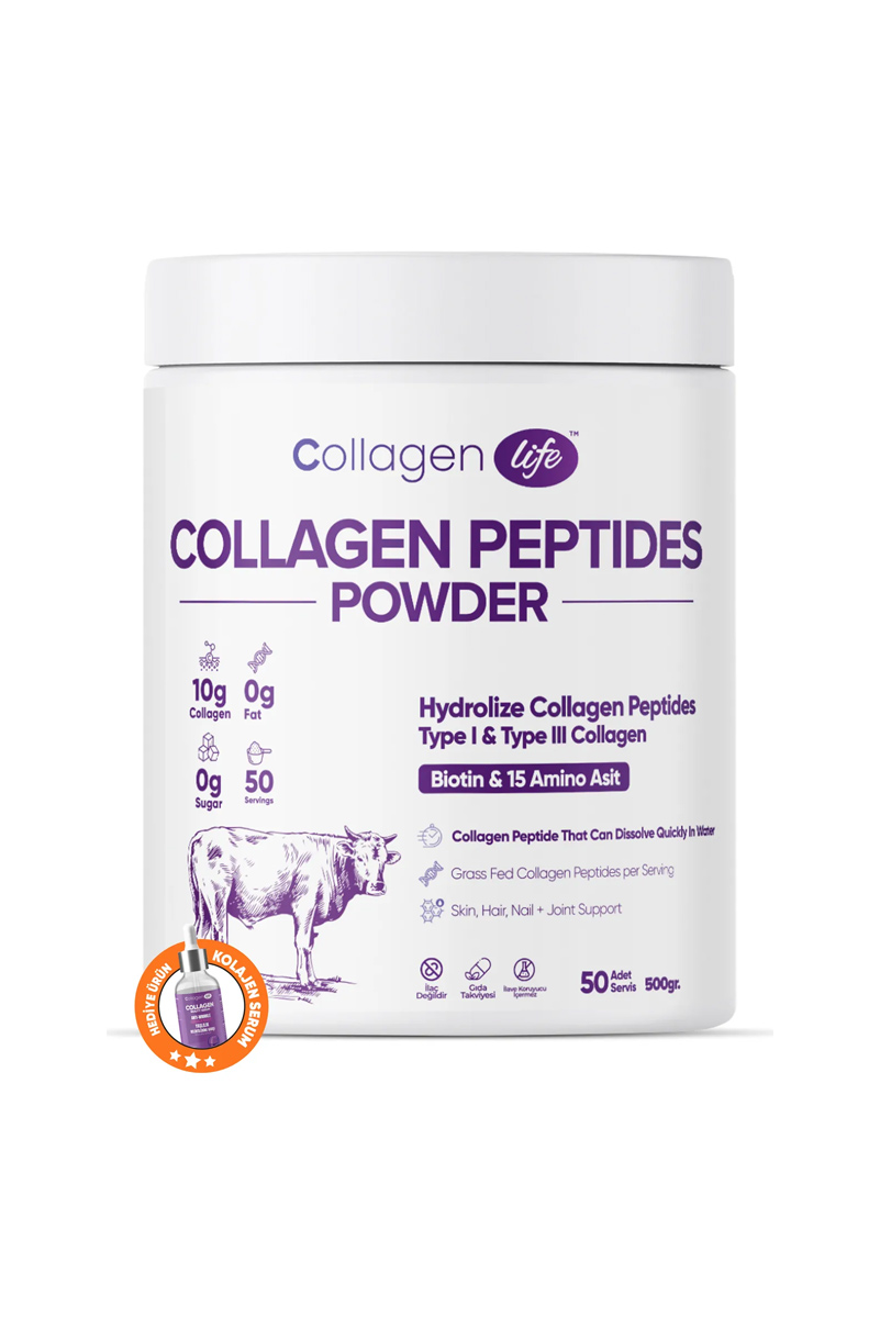 پودر کلاژن هیدرولیز شده حاوی بیوتین Collagen Life حجم 500 g