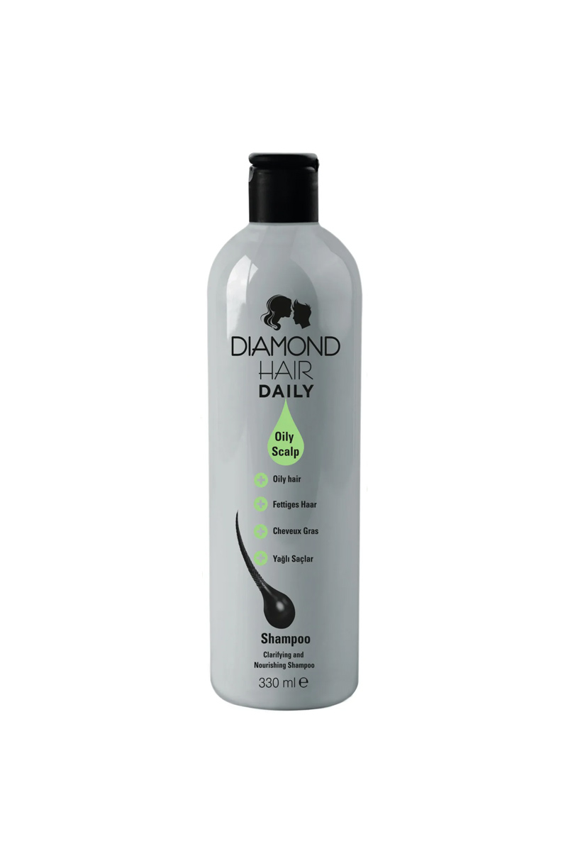 شامپو ضد شوره و ضد ریزش موهای چرب DIAMOND HAIR حجم 330 ml