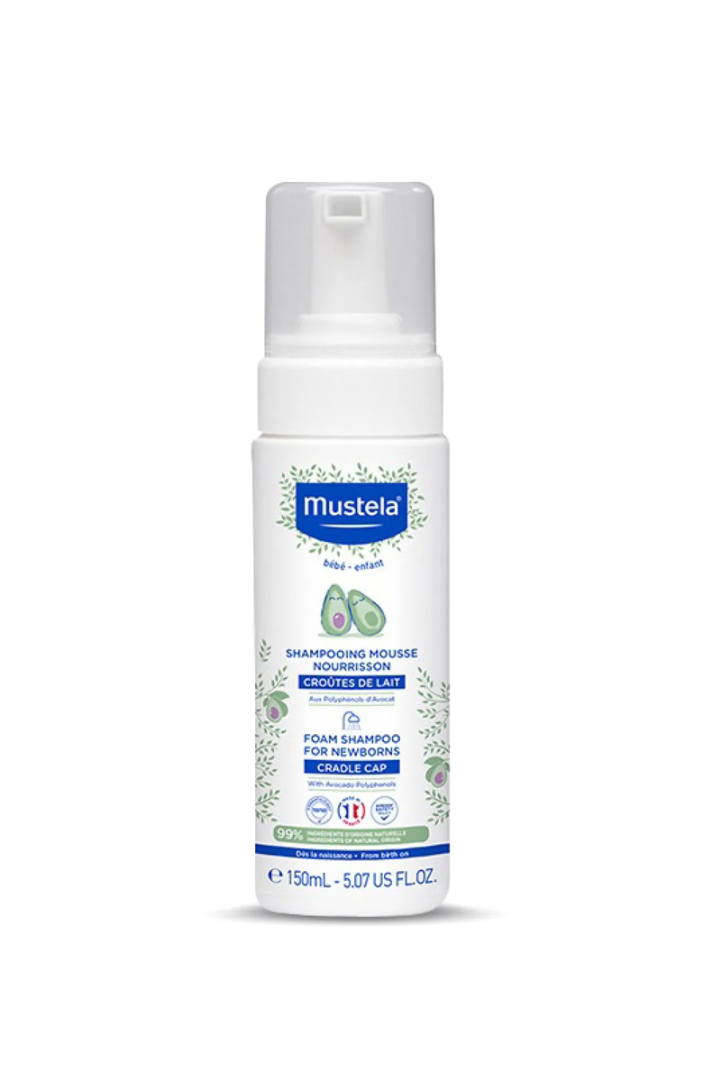 شامپو فومی پیشگیری از کنک و سوزش چشم نوزادان Mustela حجم 150 ml