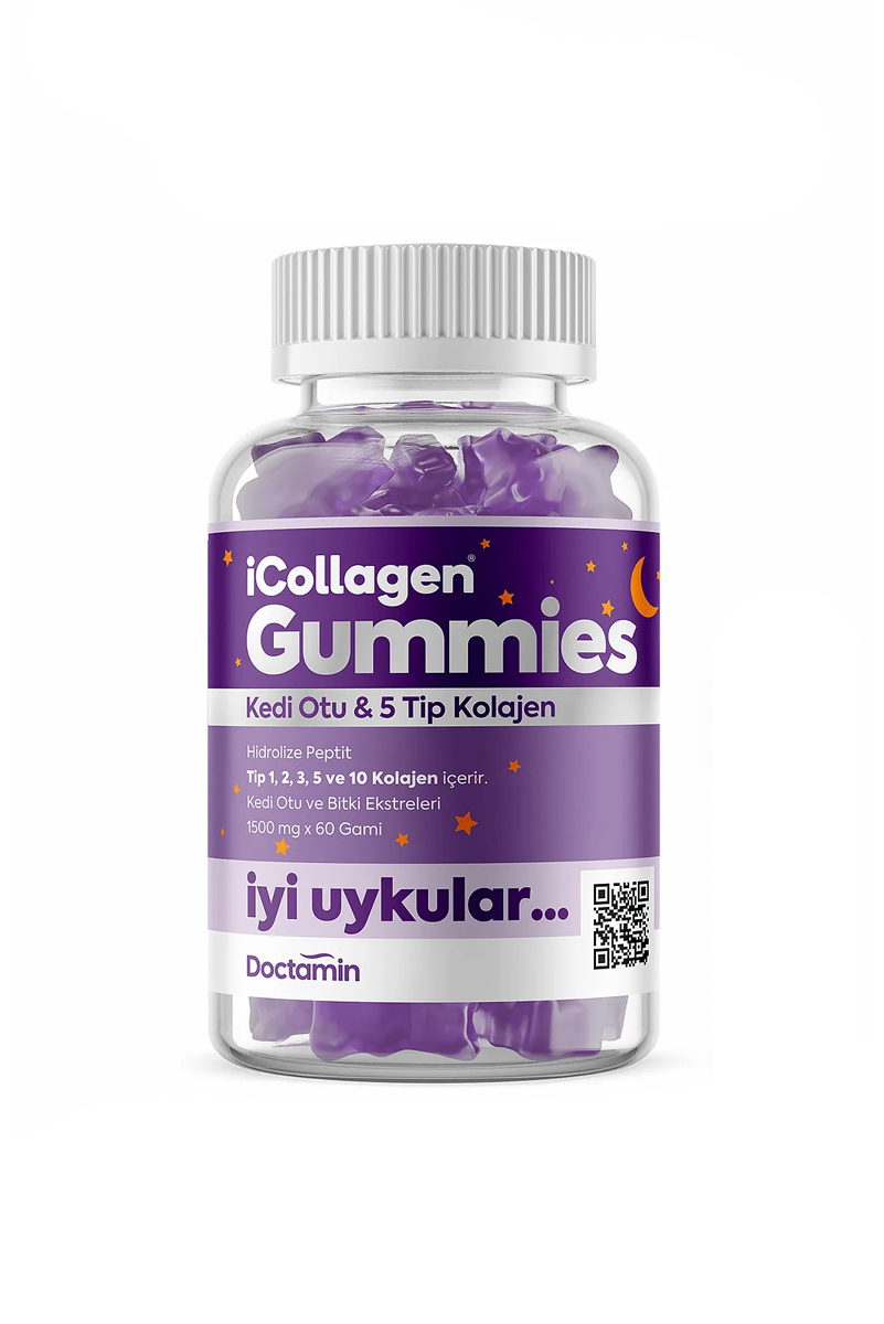 پاستیل کلاژن نوع 1 تا 5 icollagen - بسته 60 عددی