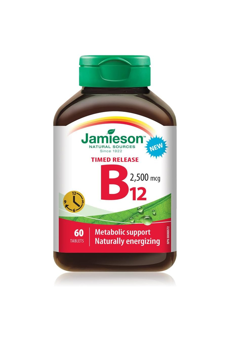 قرص ویتامین B12 مقدار ۲۵۰۰ میکروگرم Jamieson - بسته 60 عددی