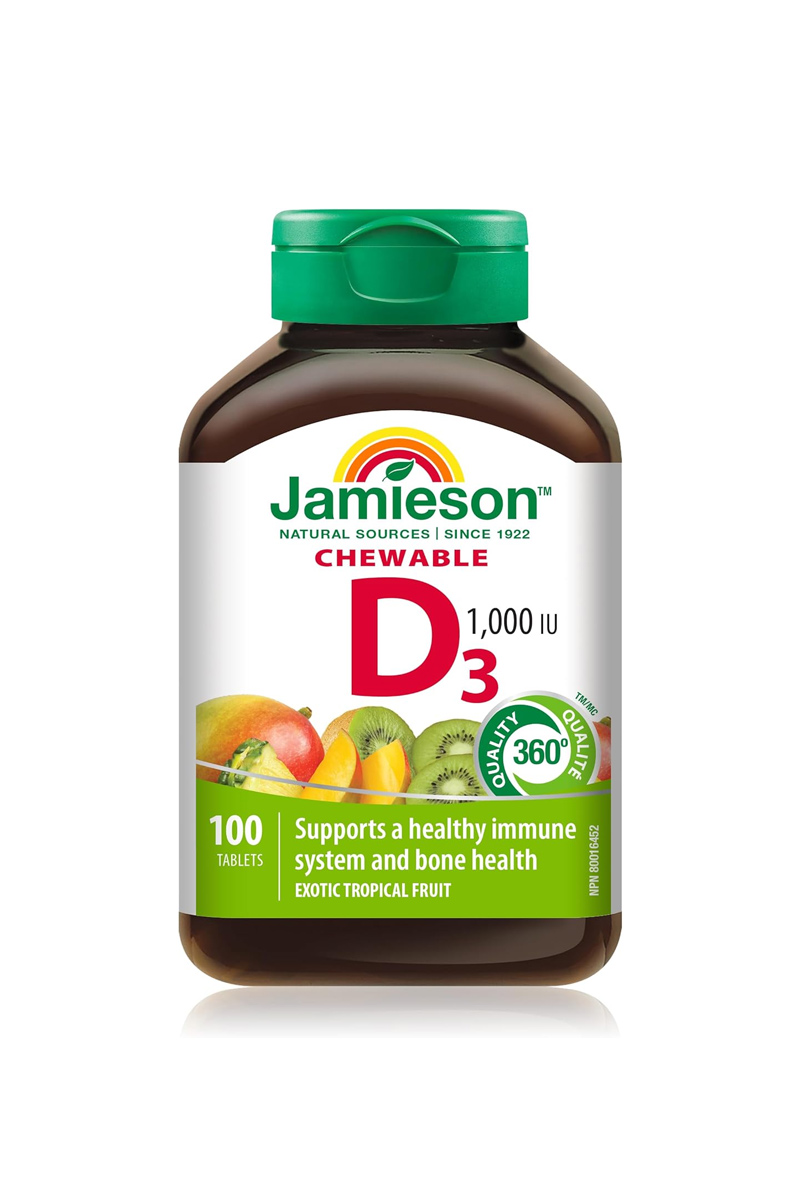 قرص ویتامین D3 جویدنی مقدار 1000 IU برند Jamieson - بسته 100 عددی