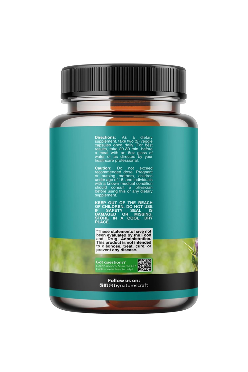 کپسول گیاهی خار مریم Natures Craft - بسته 70 عددی - Image 3