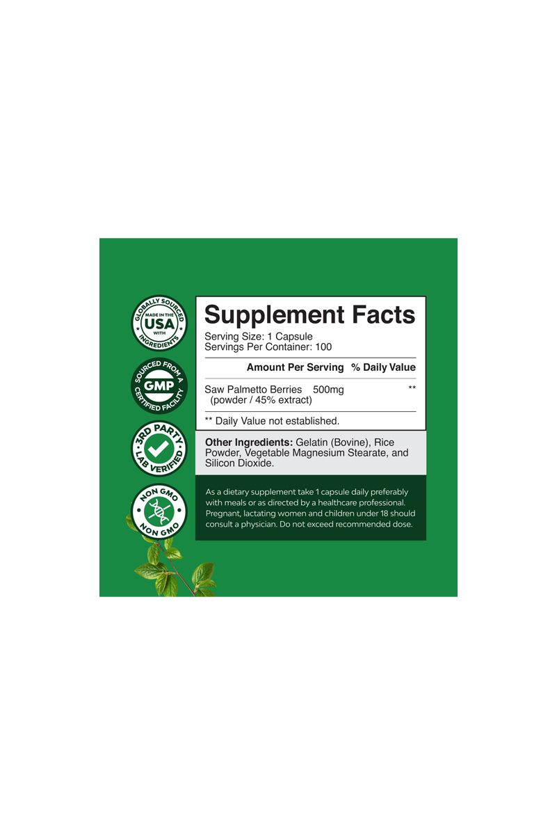 کپسول گیاهی تقویت مو با عصاره ساو پالمتو Natures Craft - بسته 100 عددی