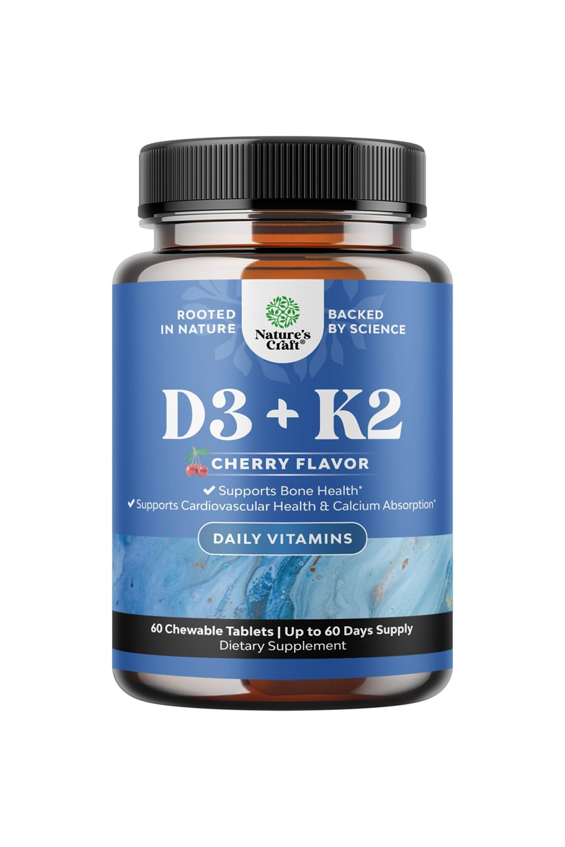 کپسول ویتامین D3 + K2 برند Natures Craft - بسته ۶۰ عددی