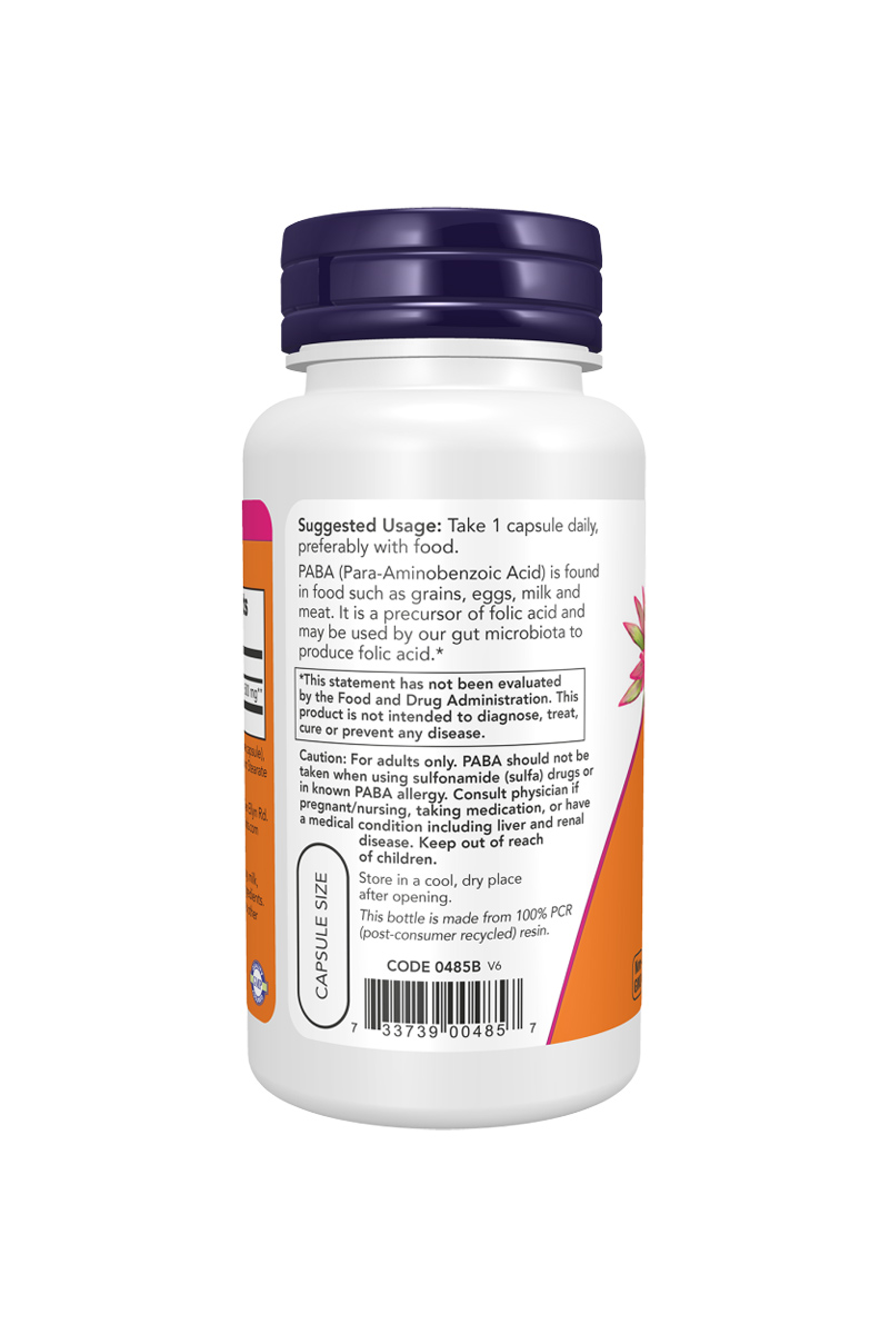 کپسول PABA 500mg برند NOW - بسته ۱۰۰ عددی