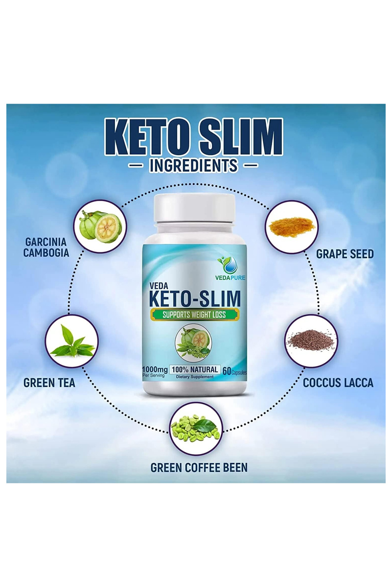 کپسول لاغری Keto Slim برند Vedapure - بسته ۶۰ عددی