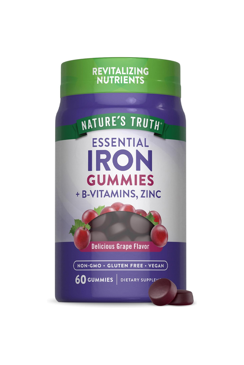 پاستیل وگان آهن حاوی ویتامین B و زینک Nature's Truth - بسته ۶۰ عددی