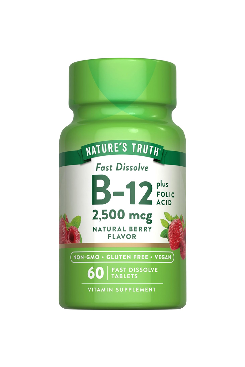 قرص زیر زبانی ویتامین B12 مقدار ۲۵00 میکروگرم Nature's Truth - بسته ۶۰ عددی